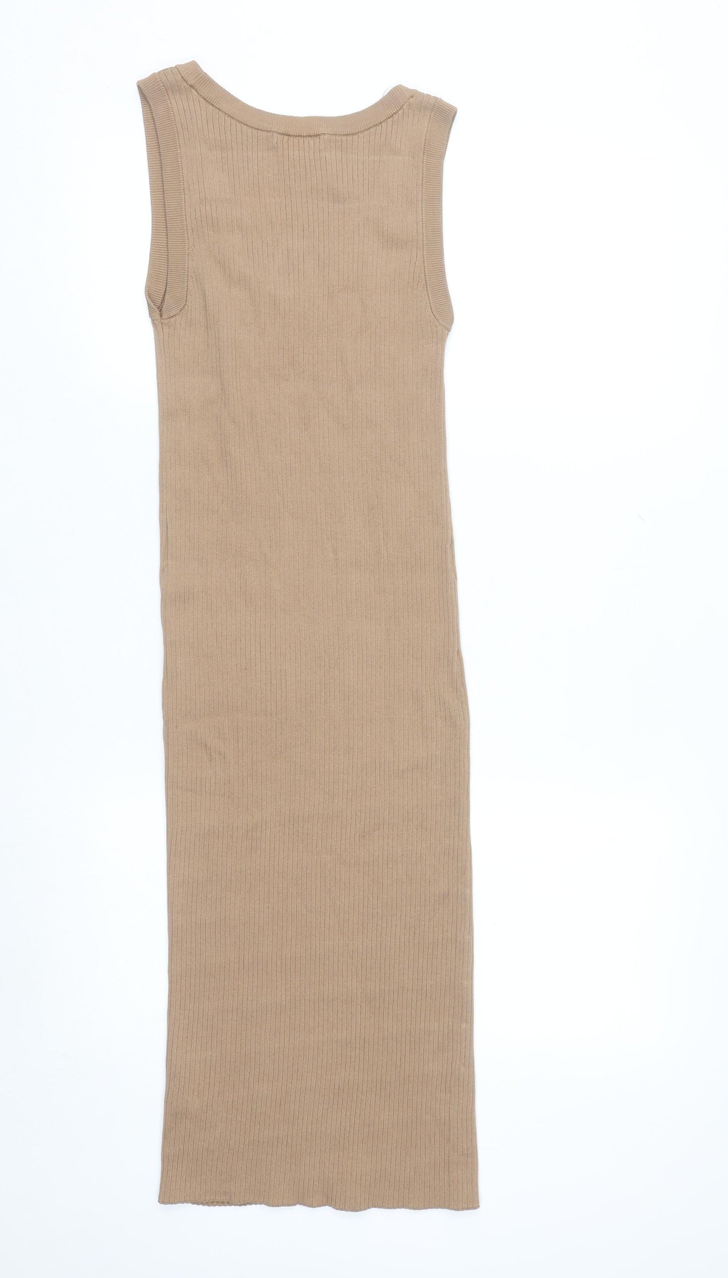 H&M Women’s Beige Midi Ribbed Tank Dress Size 12