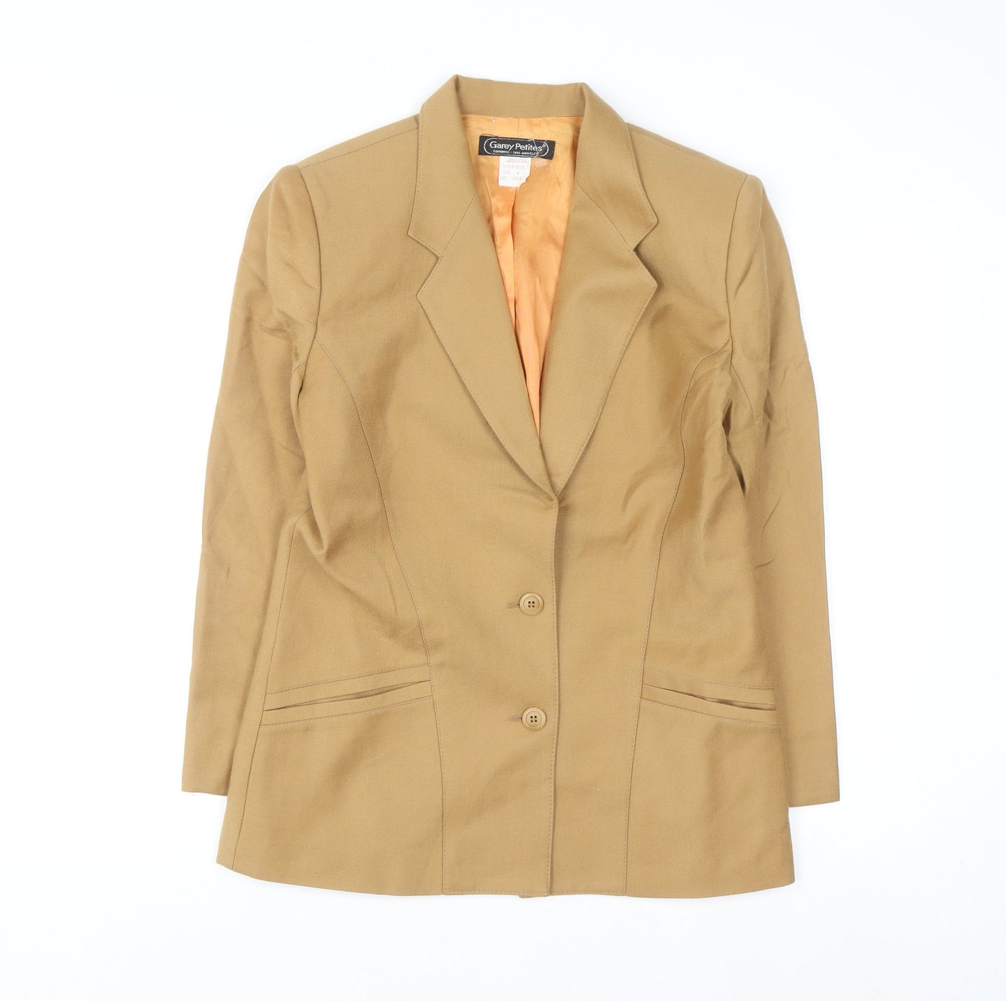 Garey Petites Women Beige Wool Blazer Jacket Size 8 Petite