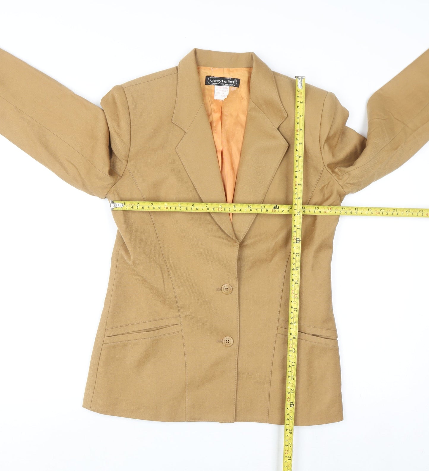 Garey Petites Women Beige Wool Blazer Jacket Size 8 Petite