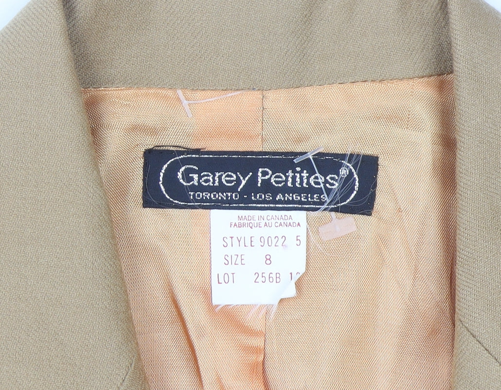 Garey Petites Women Beige Wool Blazer Jacket Size 8 Petite