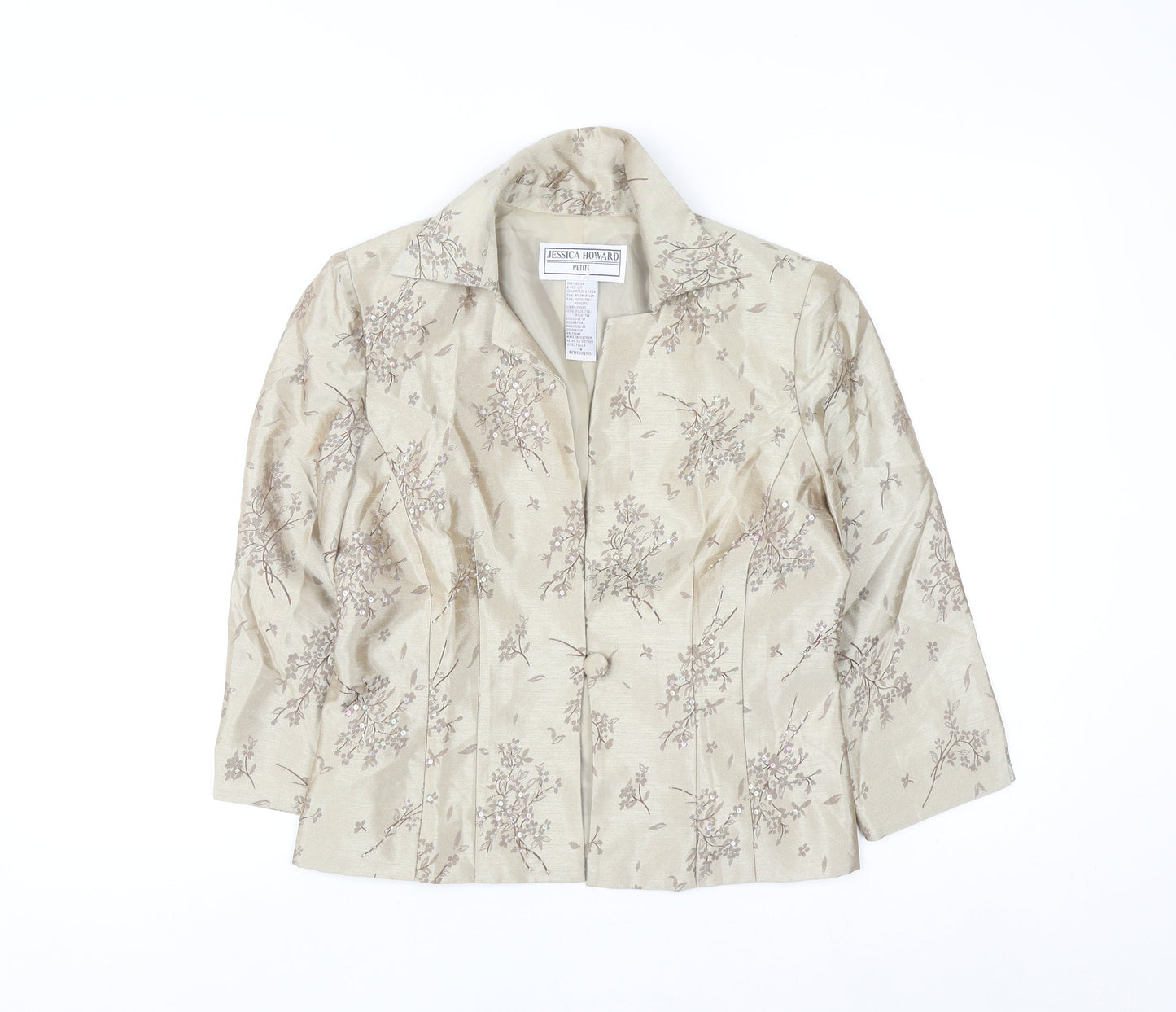 Jessica Howard Petite Beige Floral Brocade Suit Top Size 6