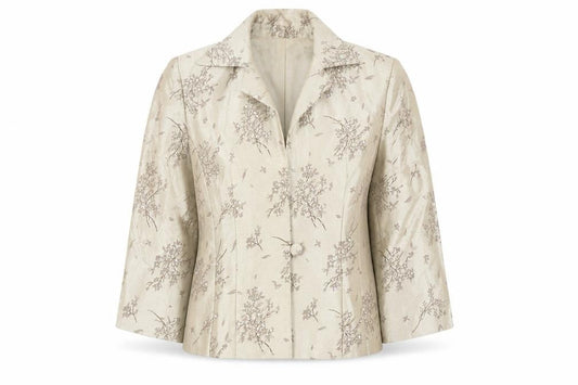Jessica Howard Petite Beige Floral Brocade Suit Top Size 6