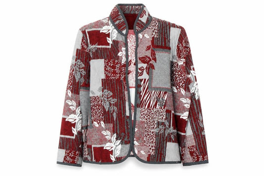 BonWorth Women's Red Patchwork Woven Petite XS Suit Jacket