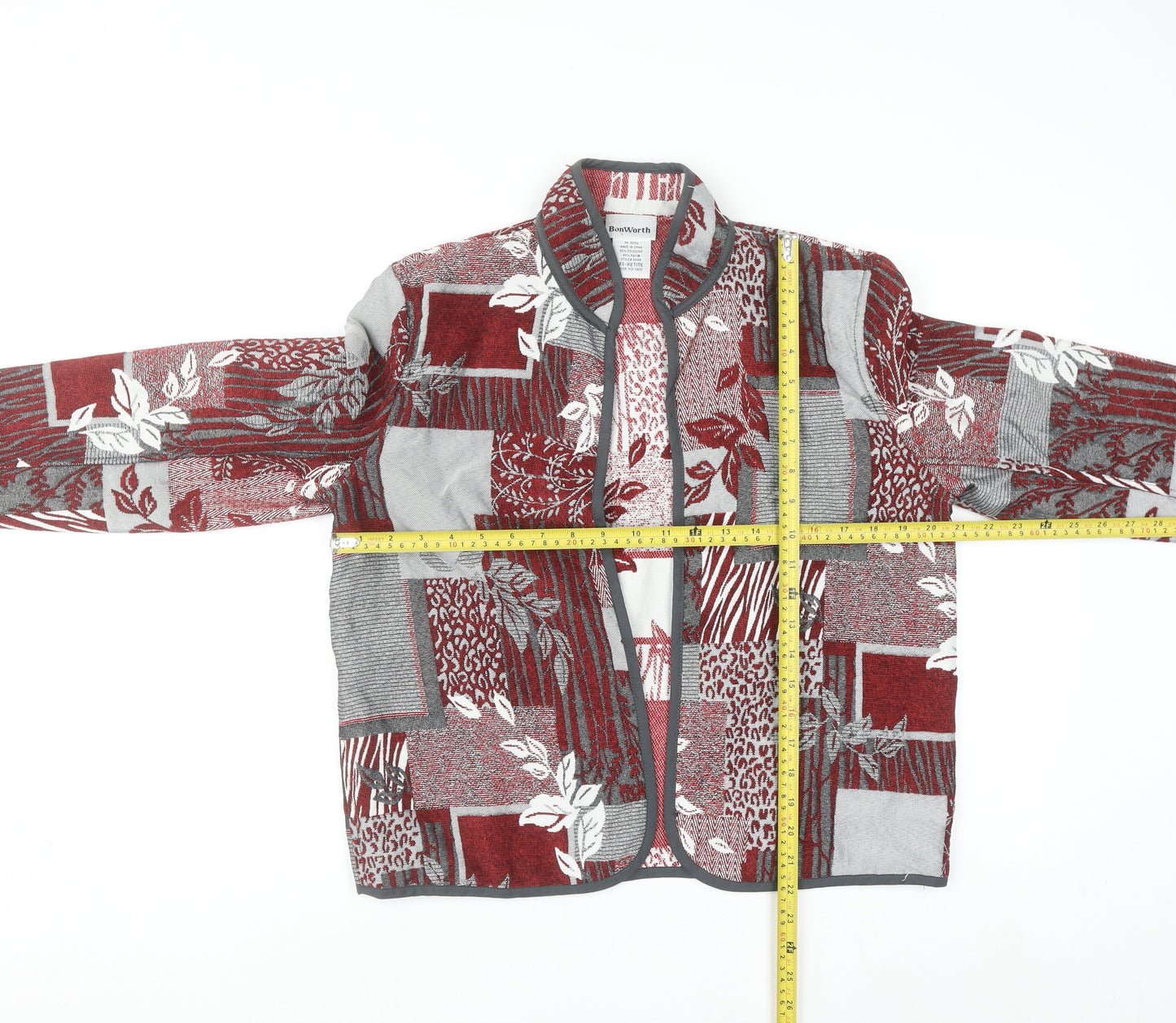 BonWorth Women's Red Patchwork Woven Petite XS Suit Jacket
