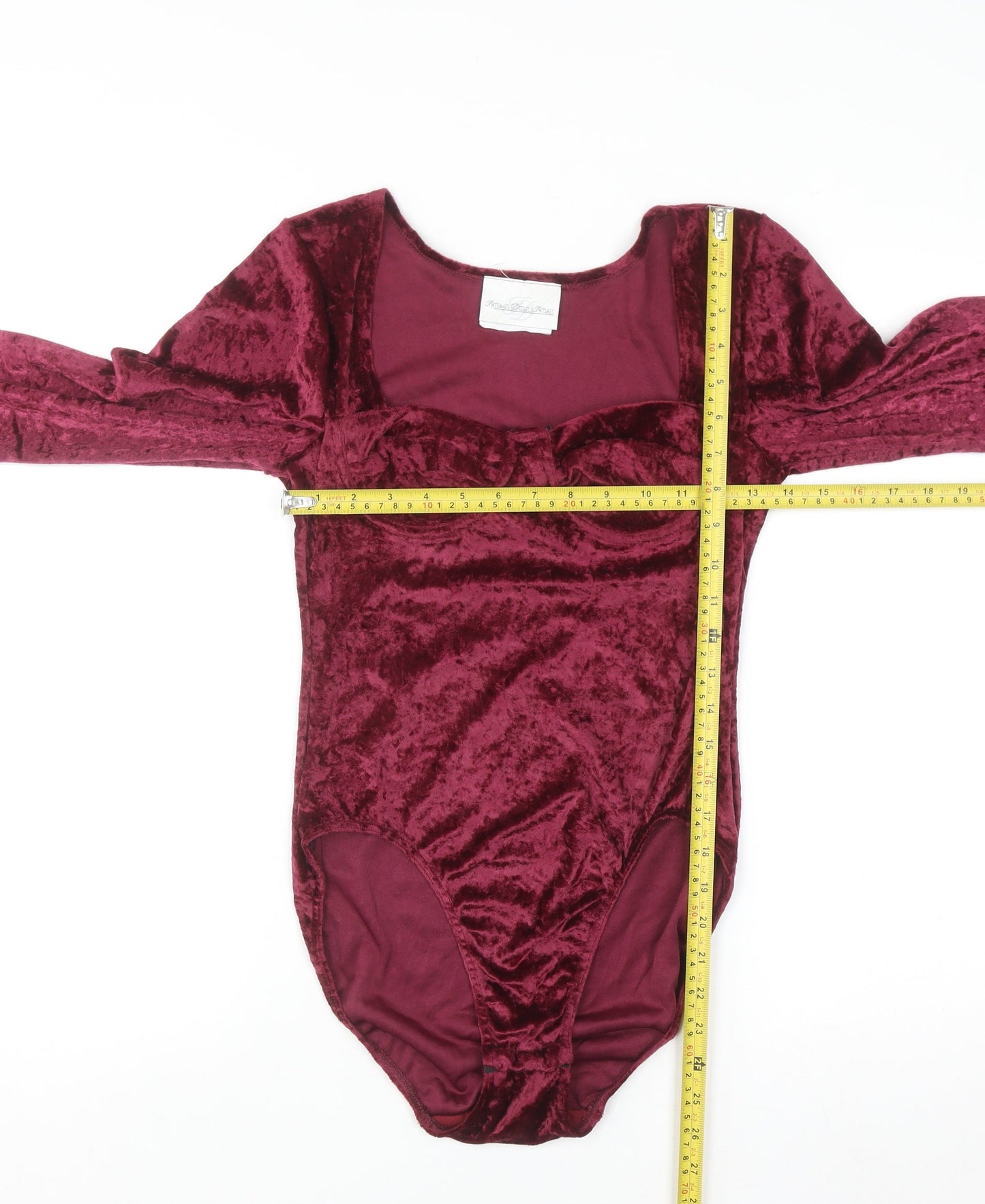 Intimate Details Women's Red Velvet Long Sleeve Bodysuit Size S