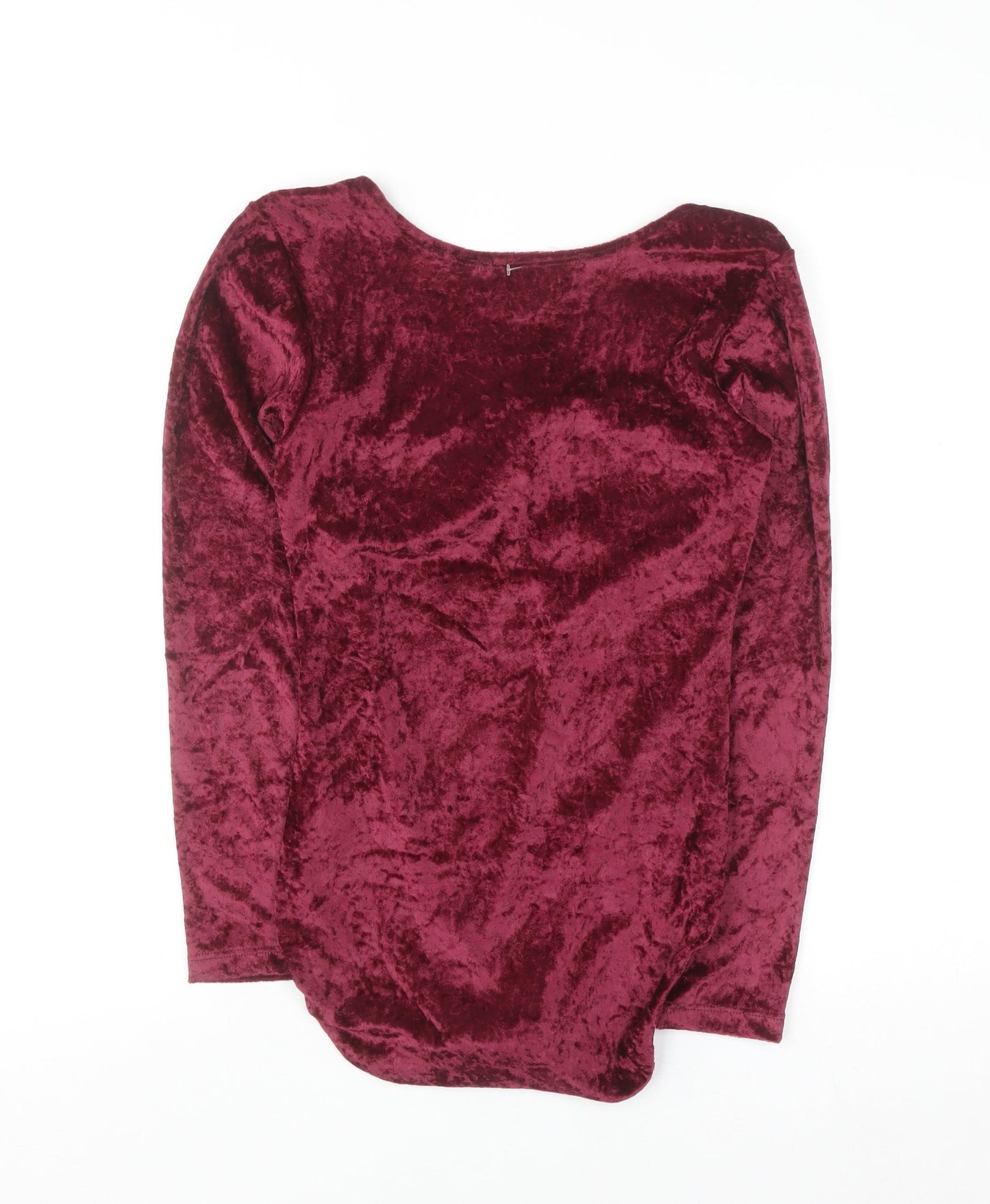 Intimate Details Women's Red Velvet Long Sleeve Bodysuit Size S