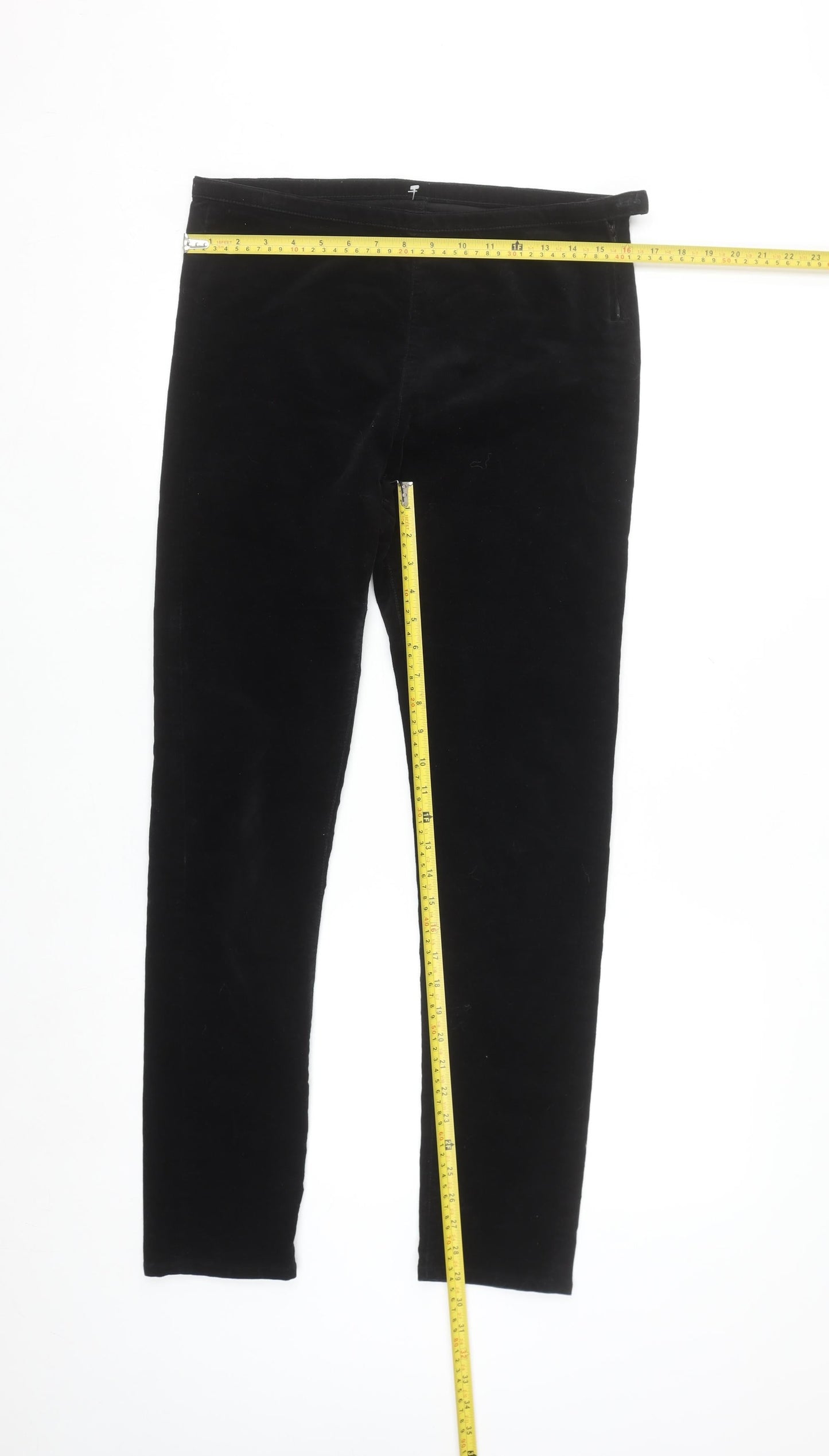 Marks and Spencer Women's Black Size 12 Velvet Slim Leggings