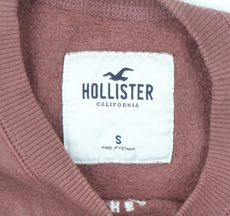 Hollister Women's Pink Pullover Sweatshirt Small Crew Neck Logo Print