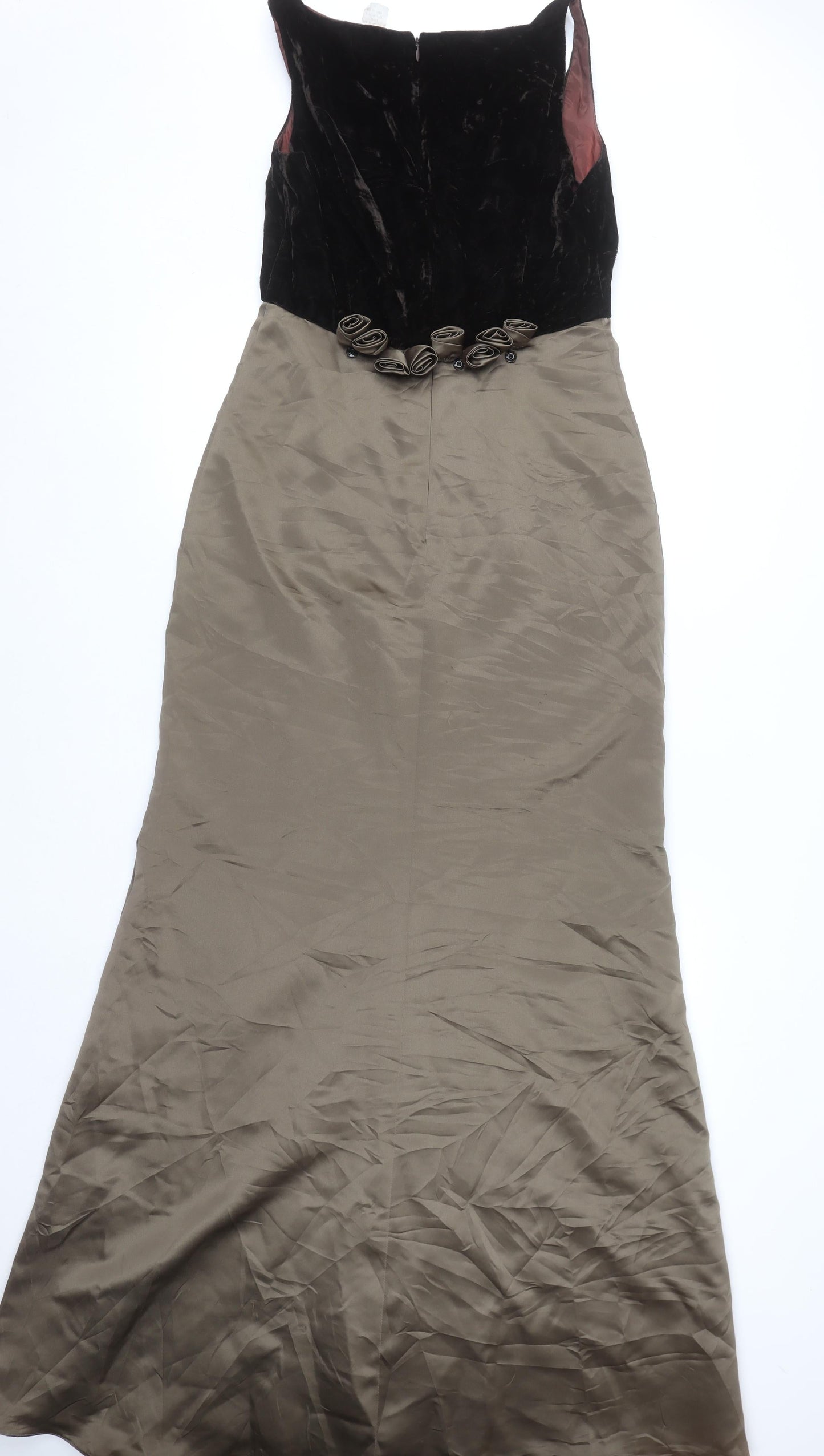 Dessy Creations Women Brown Velvet Long Sheath Dress Size 8