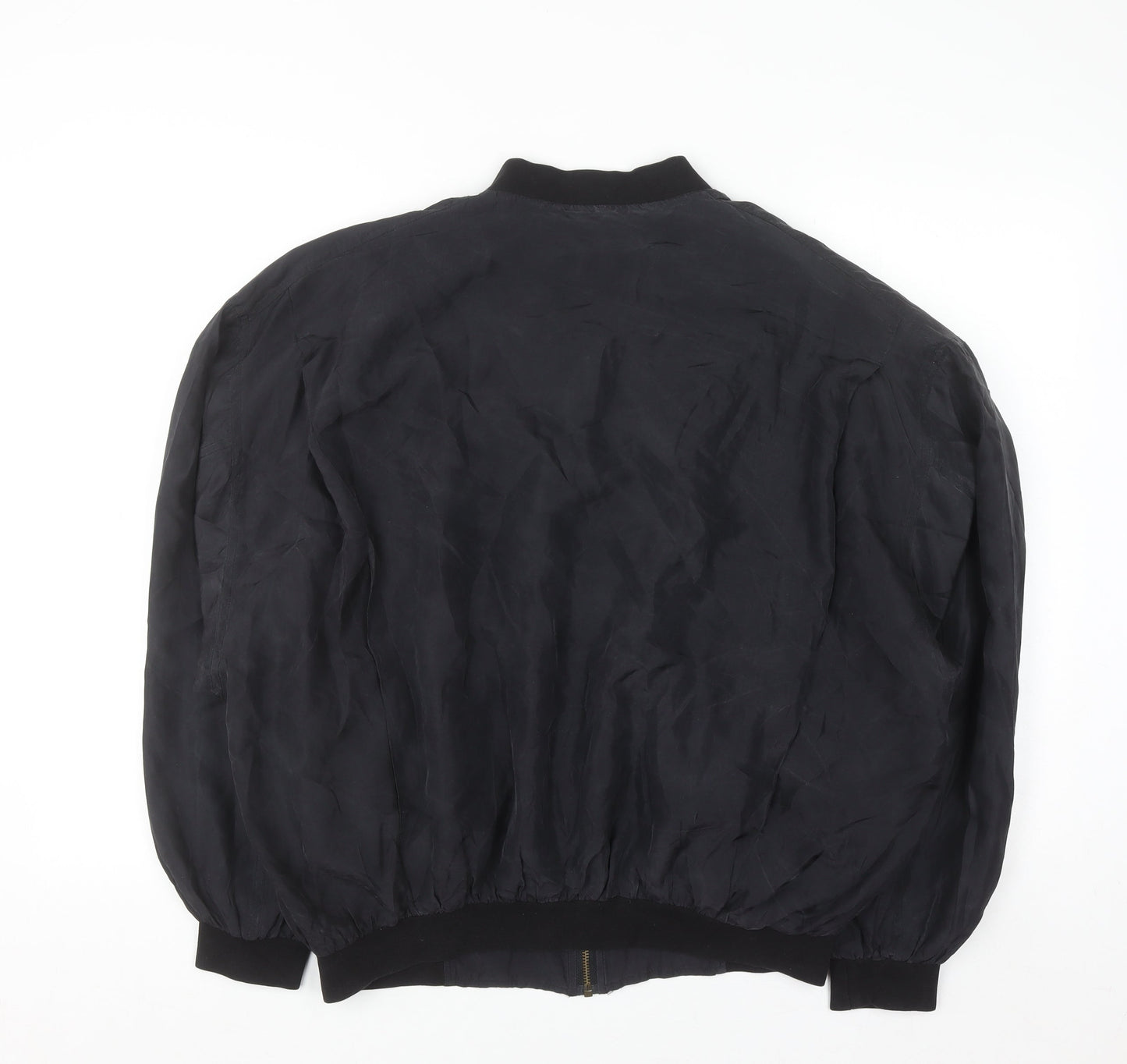 City Line Womens Black Silk Bomber Jacket M Casual Lightweight