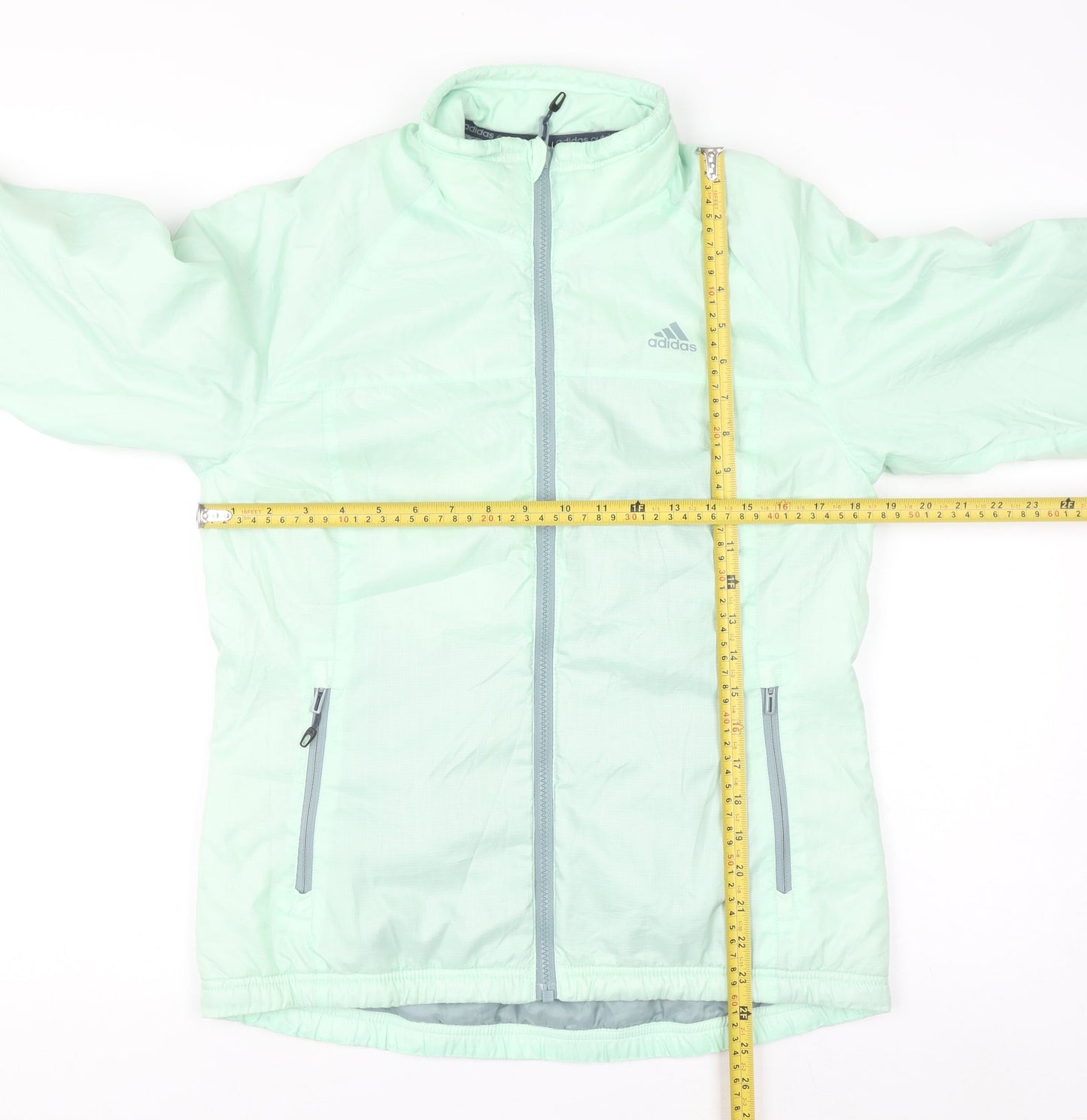 Adidas Womens Green Windbreaker Jacket Size 10 Lightweight Sportswear