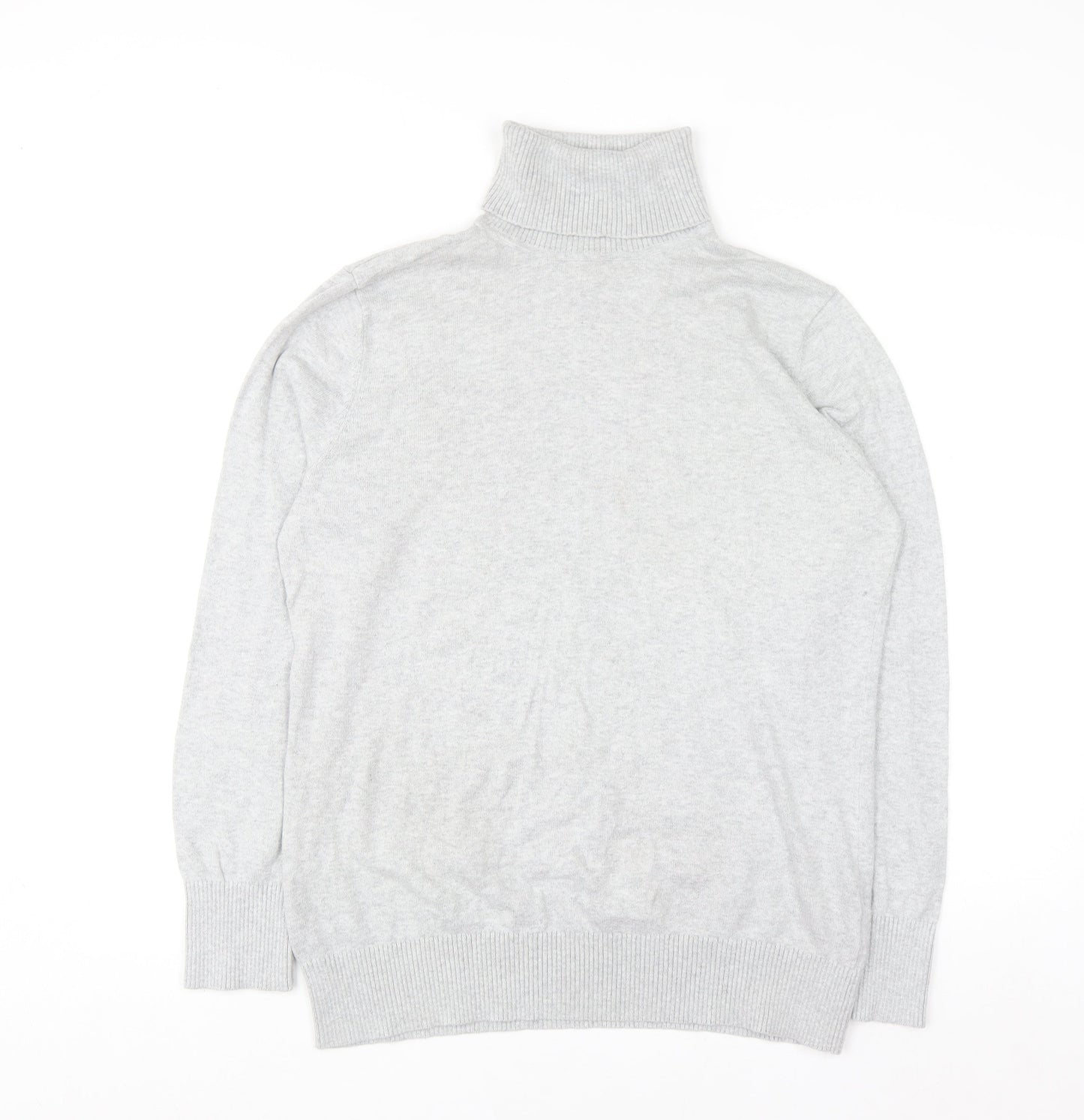 L.L.Bean Women’s Grey Roll Neck Jumper Large Cotton Cashmere Blend