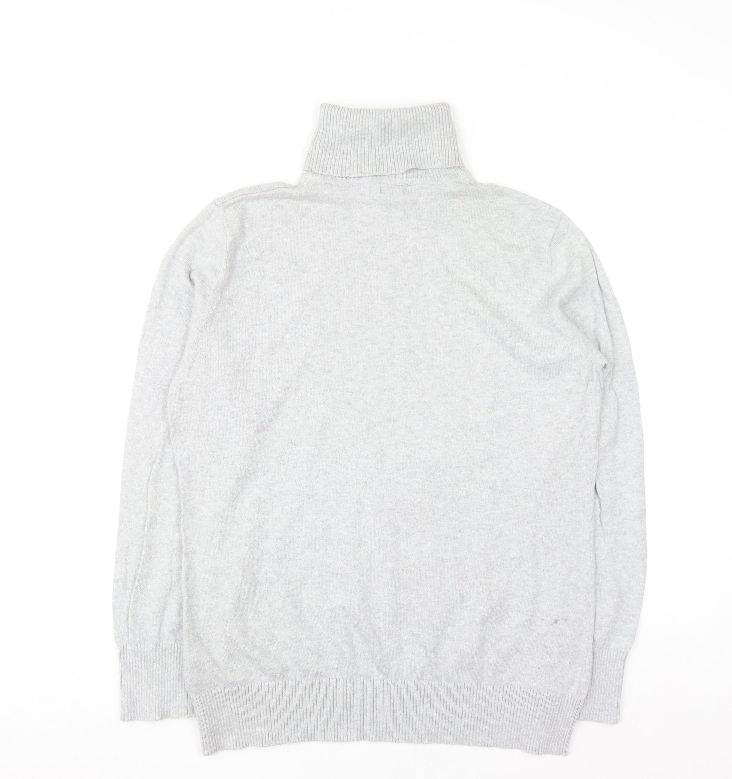 L.L.Bean Women’s Grey Roll Neck Jumper Large Cotton Cashmere Blend