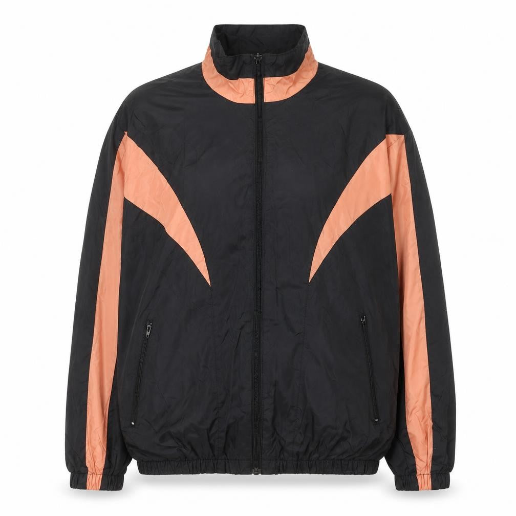 Passports Womens Black Orange Windbreaker Jacket L Retro 90s Style