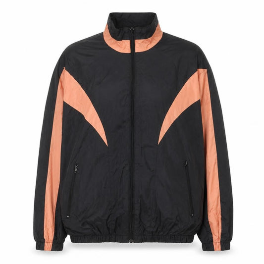 Passports Womens Black Orange Windbreaker Jacket L Retro 90s Style