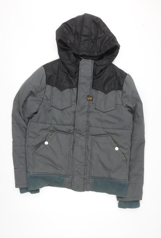 G-Star RAW Men's Grey L Hooded Puffer Jacket Lined Winter Coat