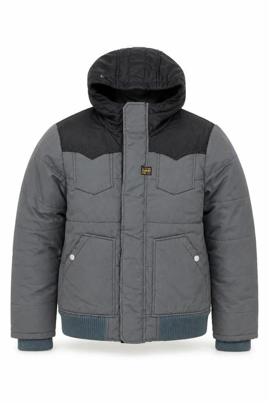 G-Star RAW Men's Grey L Hooded Puffer Jacket Lined Winter Coat