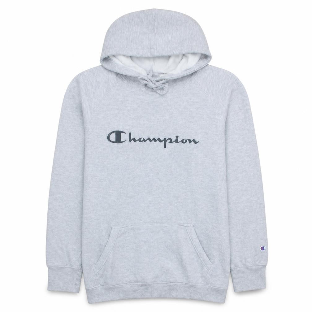 Champion Men's Grey Pullover Hoodie L Logo Fleece Sweatshirt