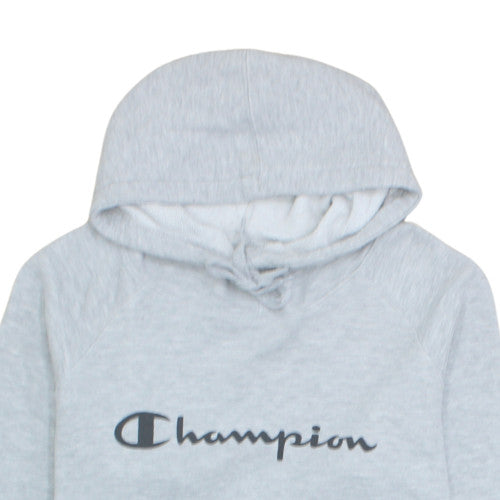 Champion Men's Grey Pullover Hoodie L Logo Fleece Sweatshirt