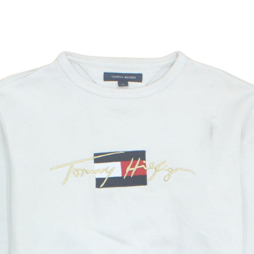Tommy Hilfiger Men's White Logo Pullover Sweatshirt Size M