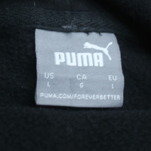 Puma Men's Black Pullover Hoodie L Logo Fleece Sweatshirt