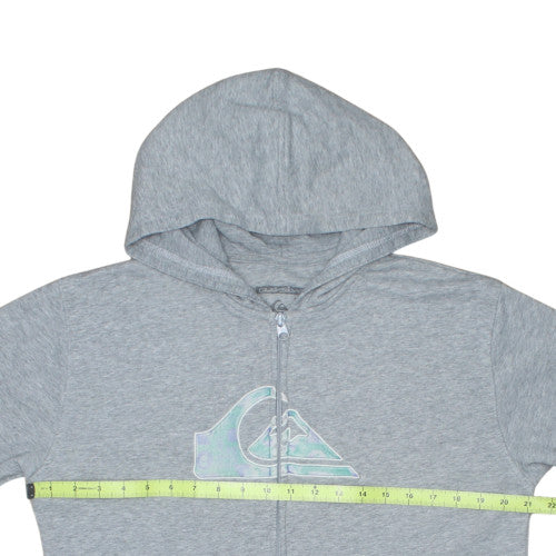 Quiksilver Womens Grey Full Zip Hoodie Size 16 with Logo Graphic