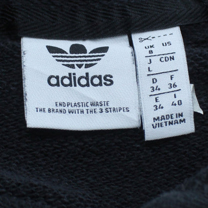 Additional view of Adidas women’s black pullover hoodie, size UK 8, cotton blend 3-stripes