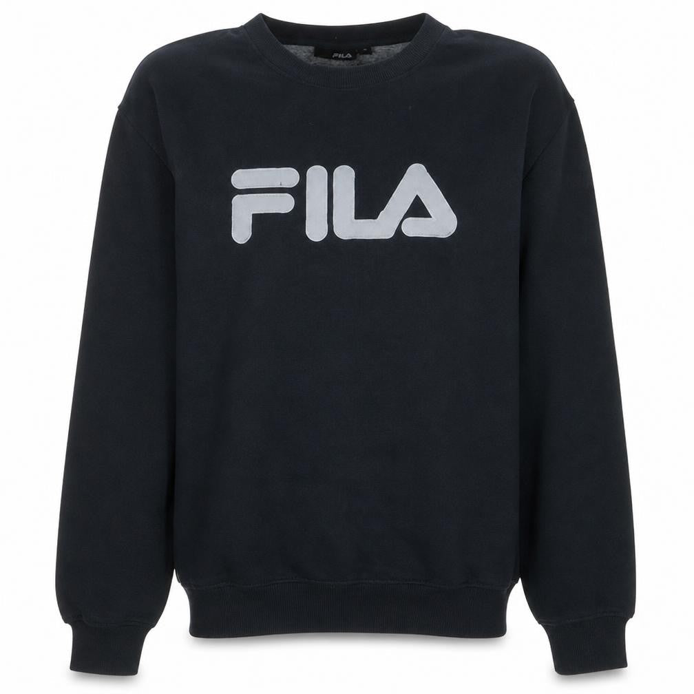 Fila Mens Black Sweatshirt M Crew Neck Pullover Logo Cotton Blend