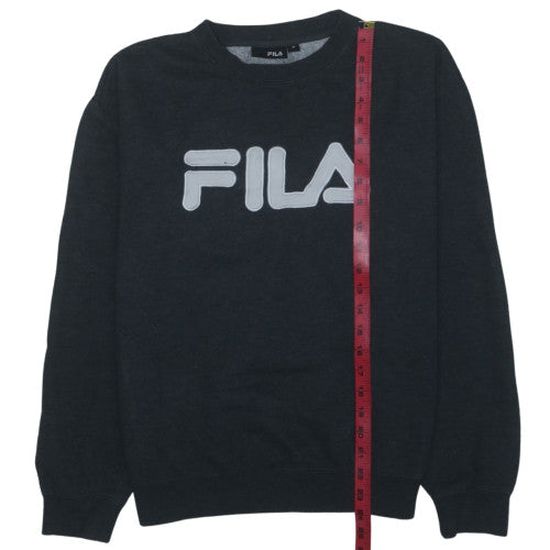 Fila Mens Black Sweatshirt M Crew Neck Pullover Logo Cotton Blend