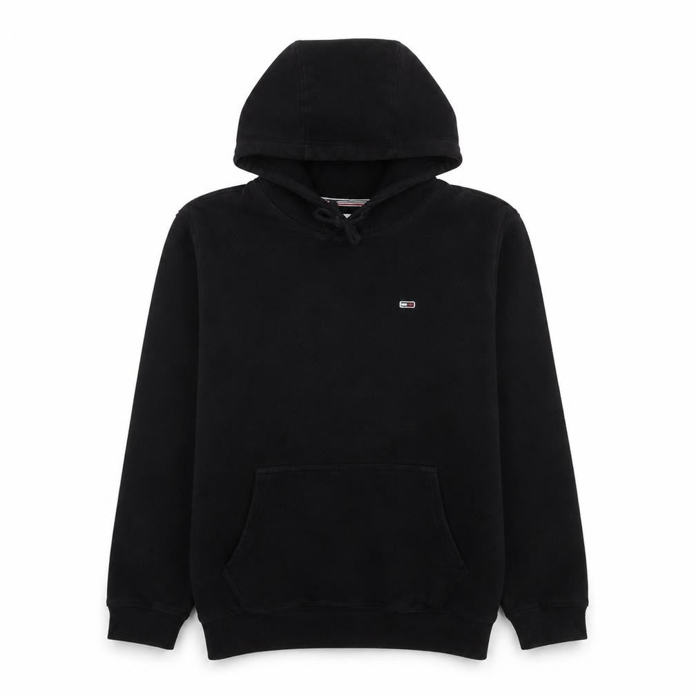Tommy Jeans Men’s Black Pullover Hoodie Small Logo Fleece Sweatshirt
