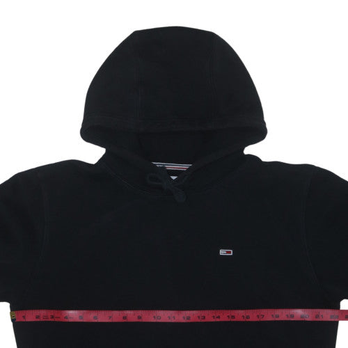 Tommy Jeans Men’s Black Pullover Hoodie Small Logo Fleece Sweatshirt
