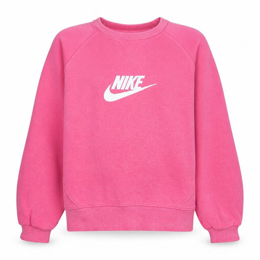 Front view of Nike girls’ pink crew neck pullover sweatshirt xl 13-15 years fleece