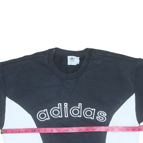 Adidas Women Black White Crew Neck Pullover Sweatshirt XS
