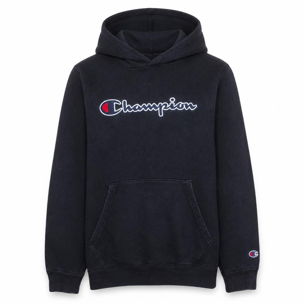 Champion Boys Black Pullover Hoodie 13-14 Years Fleece Logo Sweatshirt