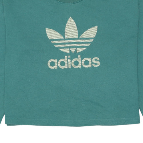 Adidas Women’s Green Cropped Logo Sweatshirt Size 8