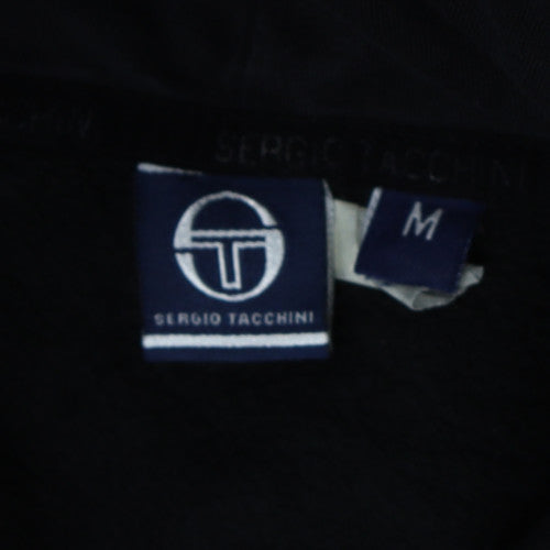 Sergio Tacchini Mens Black Hoodie M Logo Pullover Cotton Blend