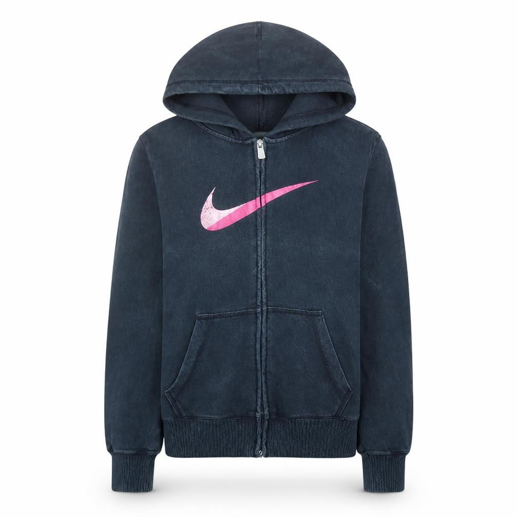 Nike Women's Black Full Zip Hoodie Small Pink Swoosh Logo