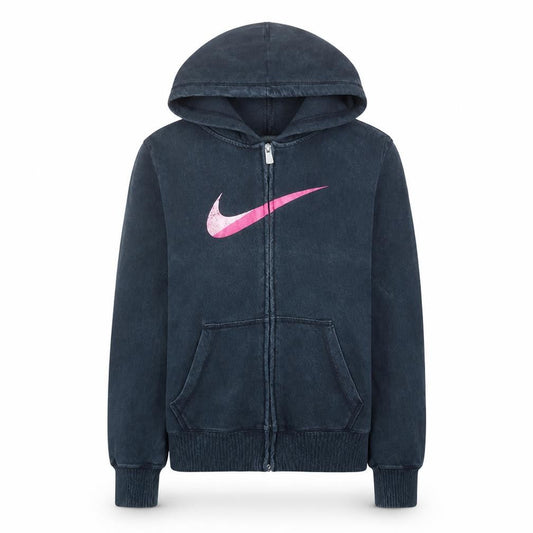 Nike Women's Black Full Zip Hoodie Small Pink Swoosh Logo