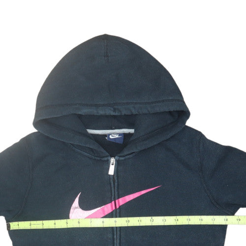 Nike Women's Black Full Zip Hoodie Small Pink Swoosh Logo