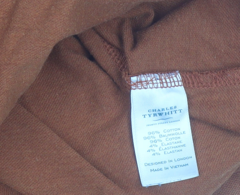 Charles Tyrwhitt Men's Brown Cotton Stretch Polo Shirt Medium