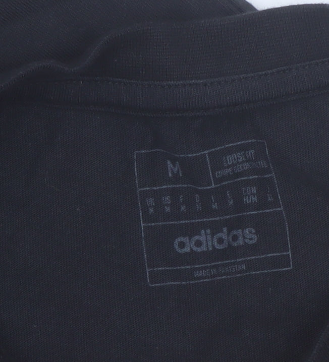 adidas Men Black Medium Graphic Sports T-Shirt Short Sleeve