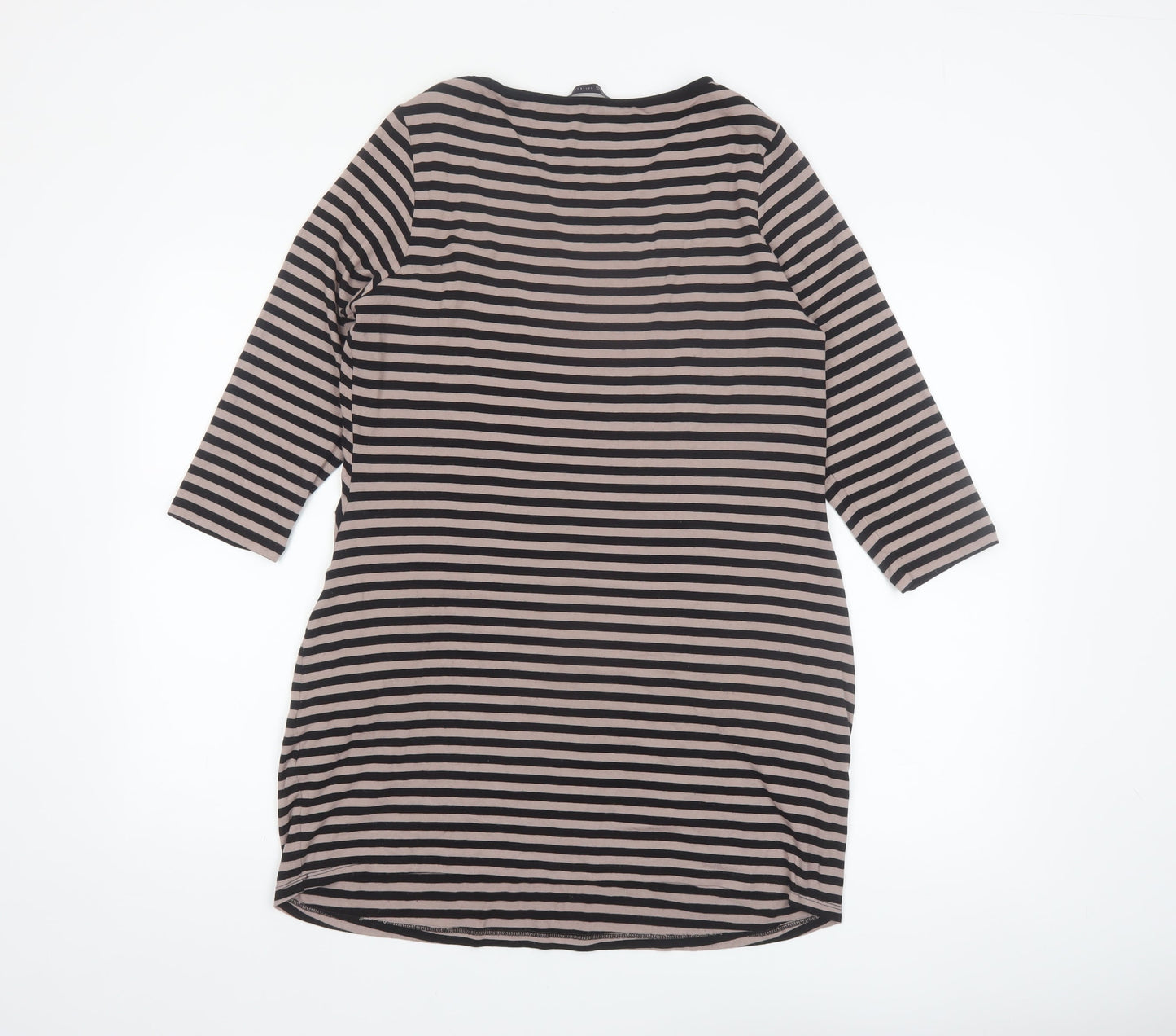 Marks and Spencer Women's Beige Black Striped Tunic Top Size 12