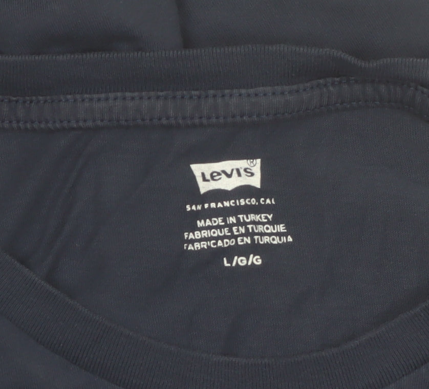 Levi's Men's Blue Logo Graphic T-Shirt Size L Cotton Crew Neck