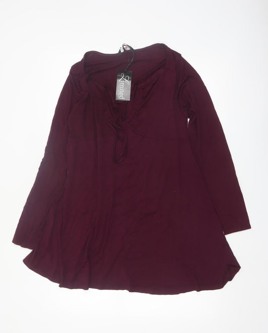 Yours Womens Plus Size 16 Purple Long Sleeve Tunic Blouse