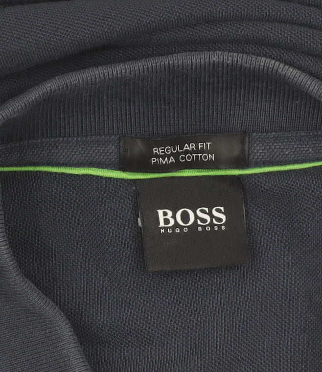 Hugo Boss Men's Blue Regular Fit Pima Cotton Polo Shirt M
