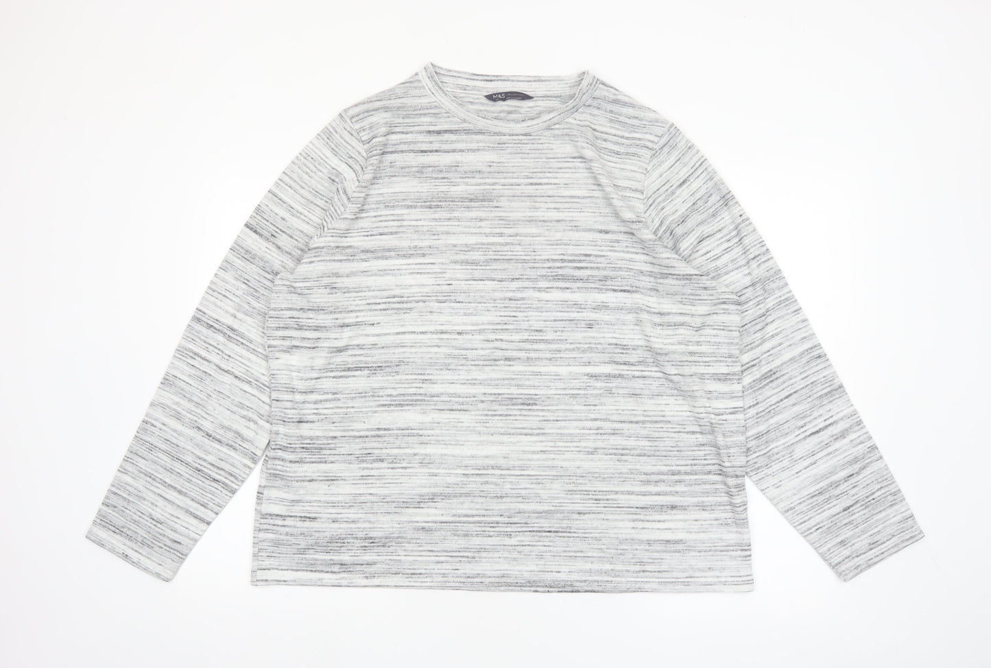 Marks and Spencer Women’s Grey Mix Long Sleeve Jersey Pyjama Top Size 22