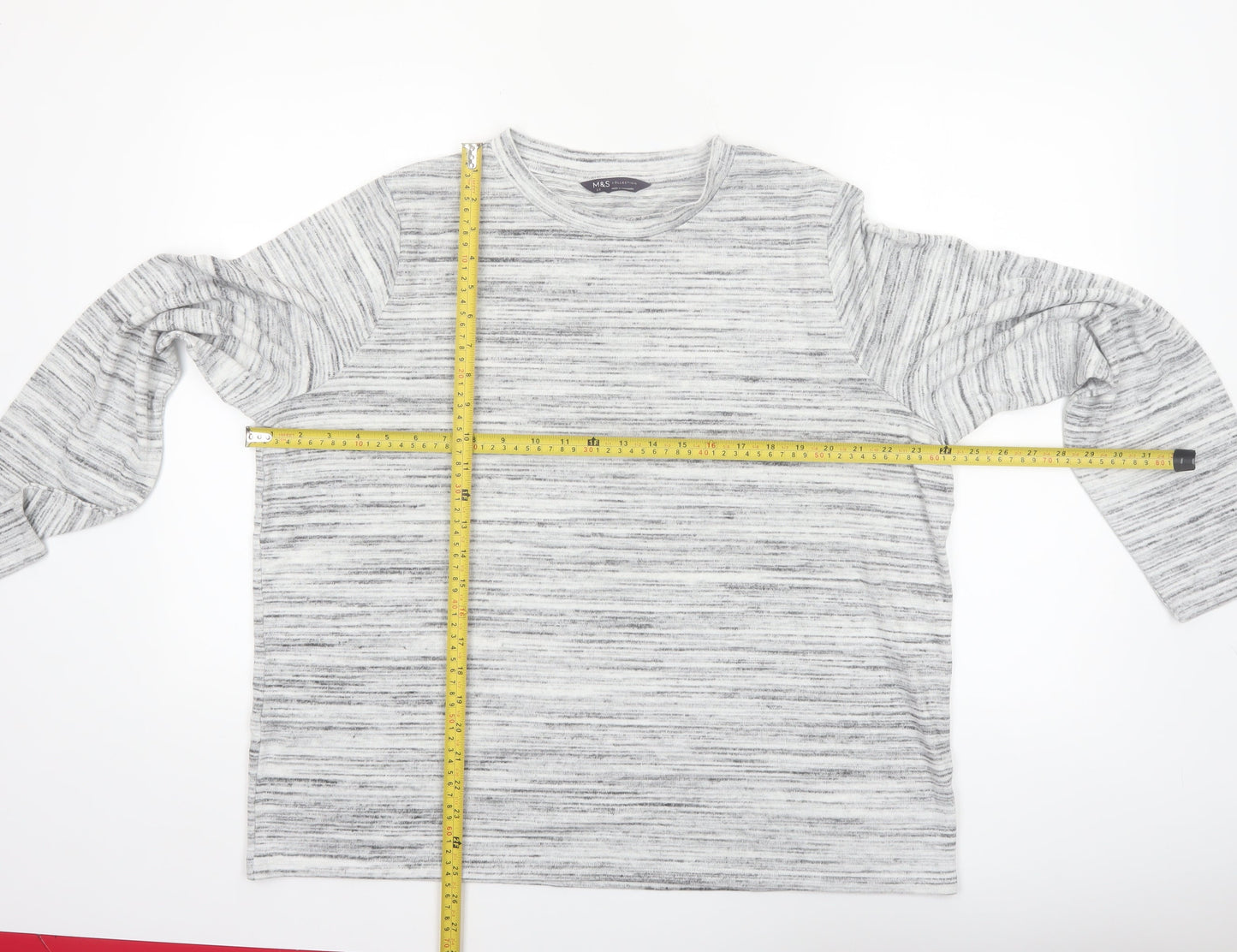 Marks and Spencer Women’s Grey Mix Long Sleeve Jersey Pyjama Top Size 22