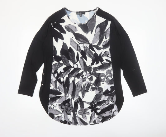 Claire Desjardins Women’s Black Floral Tunic T-Shirt Long Sleeve M