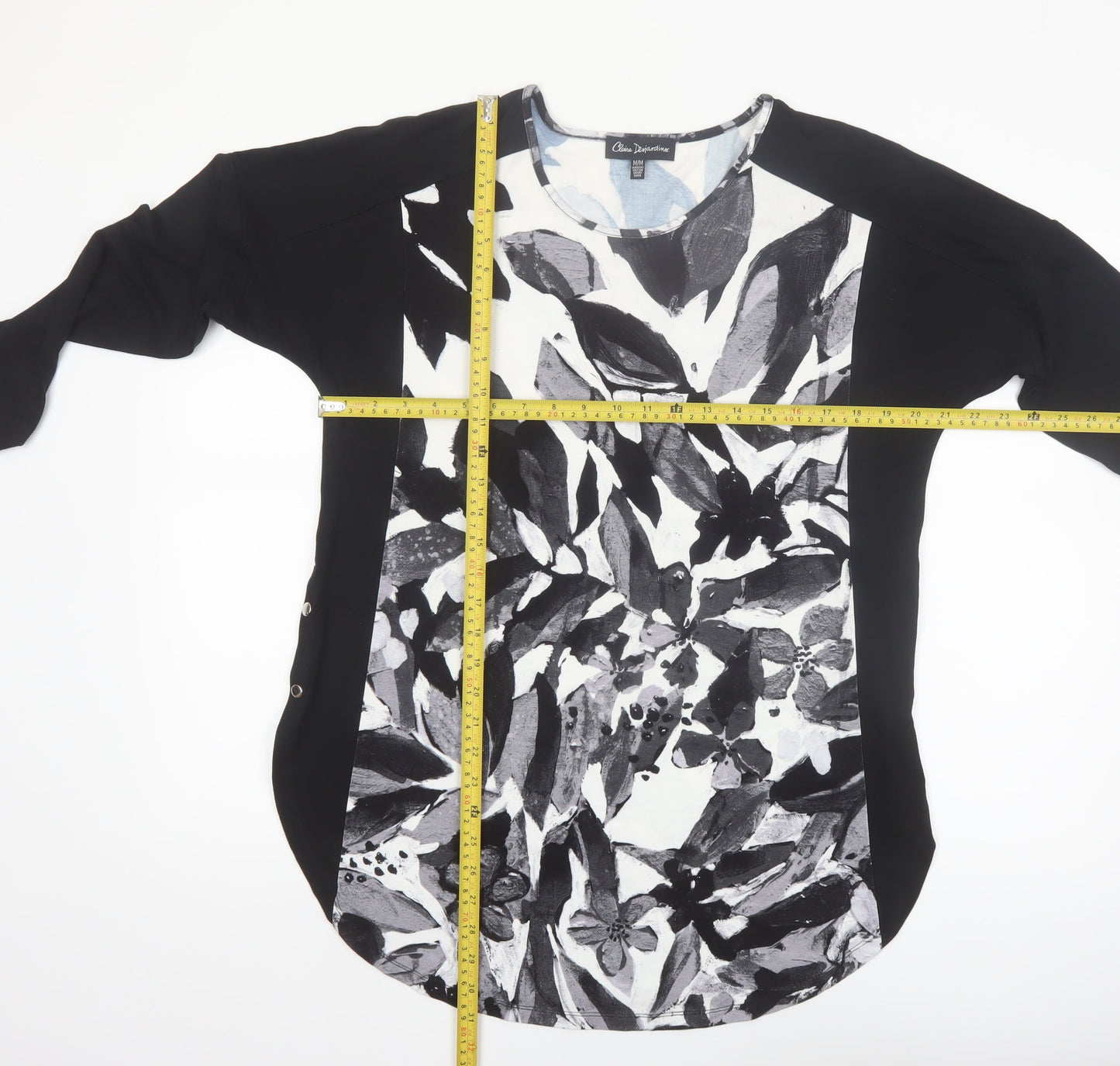 Claire Desjardins Women’s Black Floral Tunic T-Shirt Long Sleeve M
