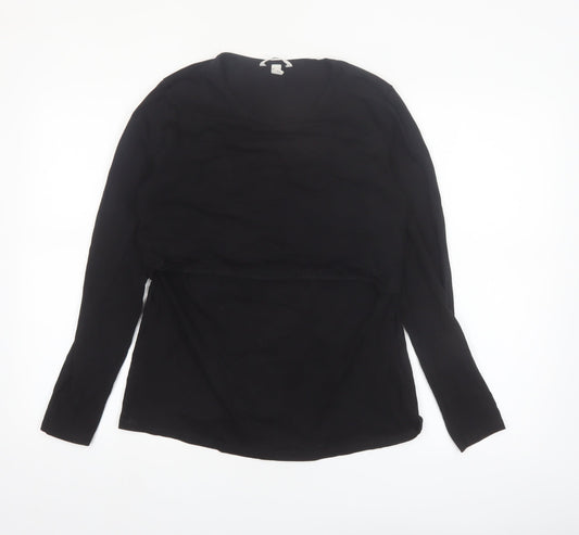 H&M MAMA Womens Black Long Sleeve Maternity Nursing Top L